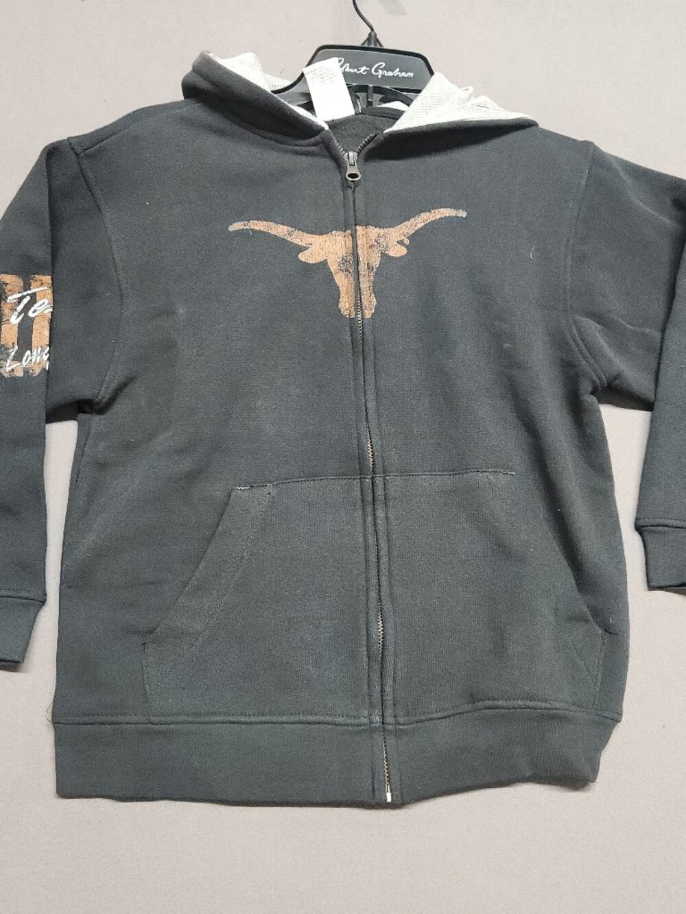 Texas Longhorns Youth Zip Hoodie S-8 Full Zip Cotton Blend Black Orange 136